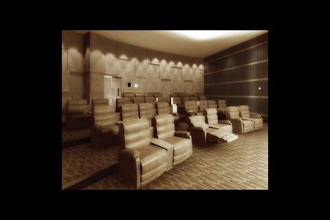 A private cinema among other facilities such as restaurant and cocktail bar